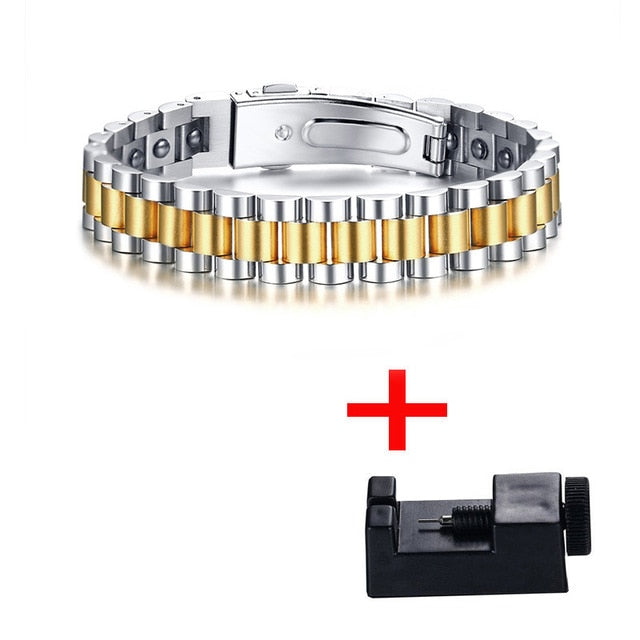 Watch Brands Health Care Hematite Energy Power Male Casual Jewelry Hombre Stainless Steel Men Bracelet