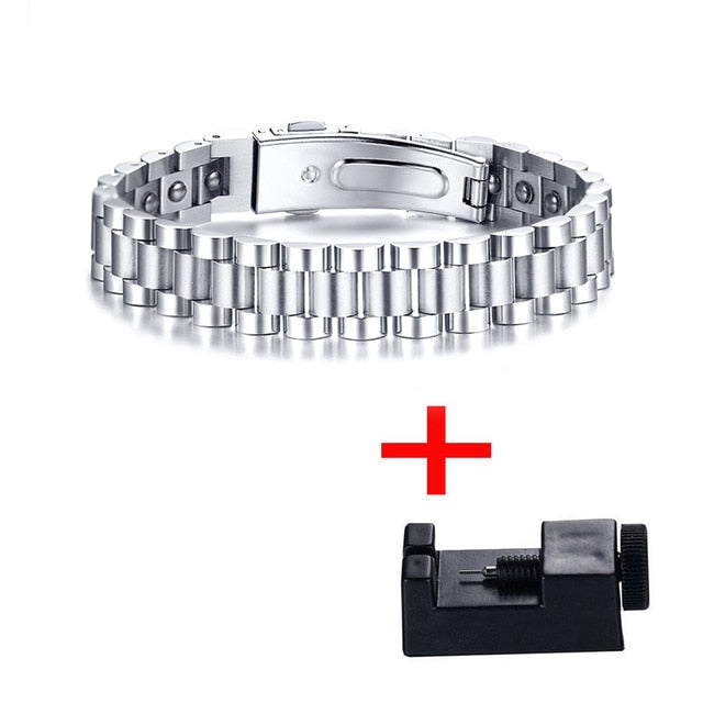 Watch Brands Health Care Hematite Energy Power Male Casual Jewelry Hombre Stainless Steel Men Bracelet