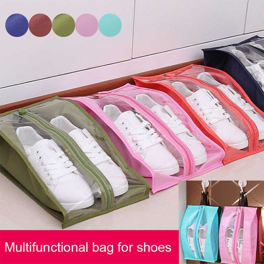 Portable Travel Supplies Organizer Shoes Storage Bag PVC Waterproof Dustproof Hanging Save Closet Rack Hangers J2Y