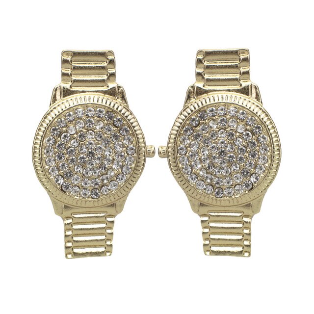 Luxury Crystal Watch Stud Earrings For Women Unique Design Punk Rhinstone Statement Earrings Jewelry Gift UKEN