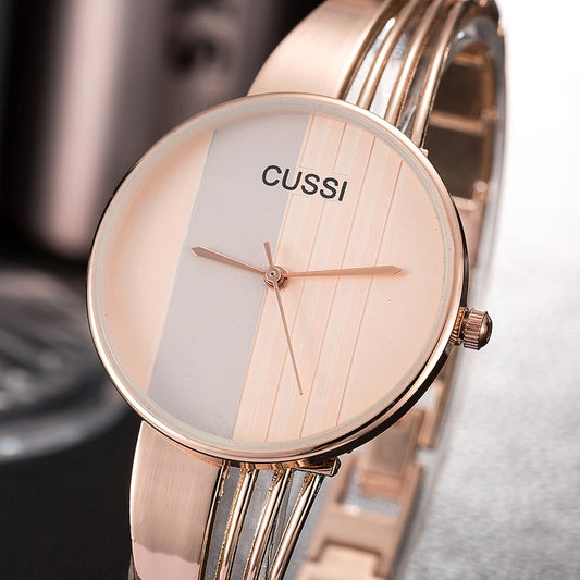 CUSSI Relogio Feminino Fashion Rose Gold Womens Bangle Bracelet Watches Luxury Stainless Steel Ladies Jewelry Watch Female Clock