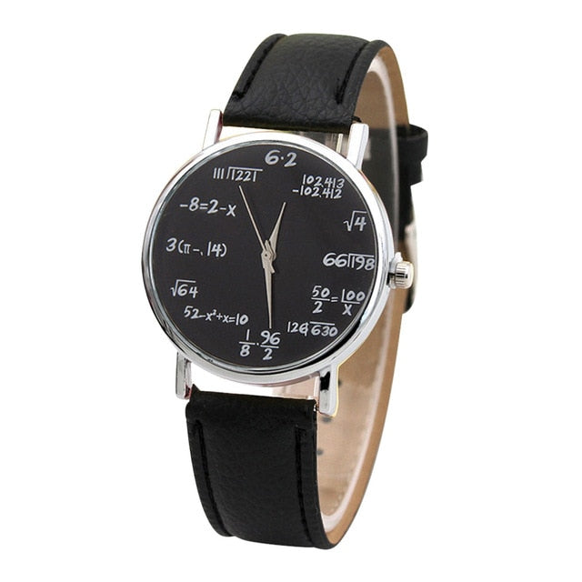 New brand simulation quartz ladies watch mathematical equation printing leather belt female clock fashion women wear jewelry Fi