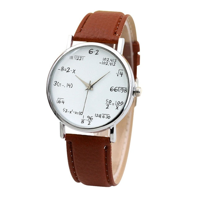 New brand simulation quartz ladies watch mathematical equation printing leather belt female clock fashion women wear jewelry Fi