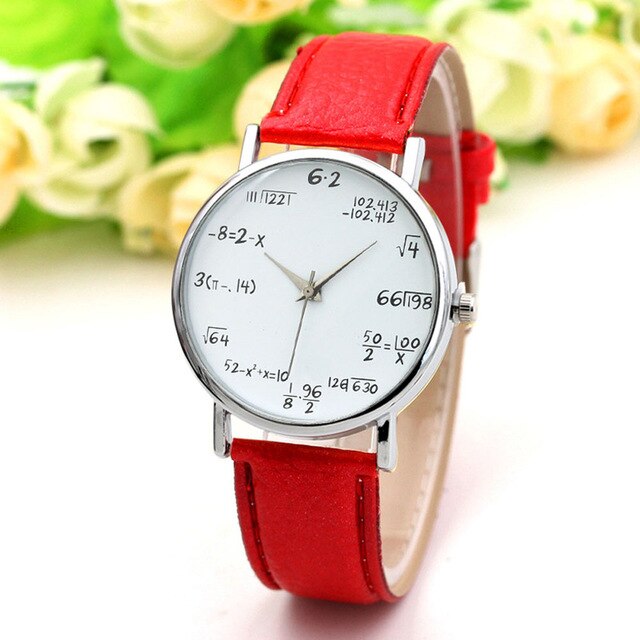 New brand simulation quartz ladies watch mathematical equation printing leather belt female clock fashion women wear jewelry Fi