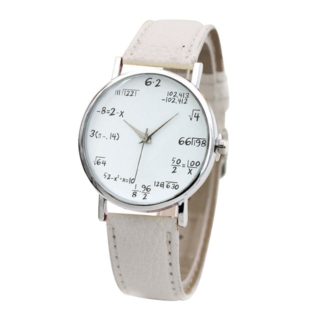 New brand simulation quartz ladies watch mathematical equation printing leather belt female clock fashion women wear jewelry Fi
