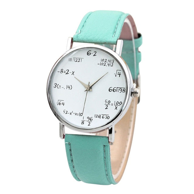 New brand simulation quartz ladies watch mathematical equation printing leather belt female clock fashion women wear jewelry Fi