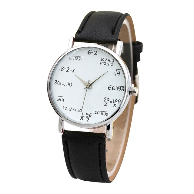 New brand simulation quartz ladies watch mathematical equation printing leather belt female clock fashion women wear jewelry Fi