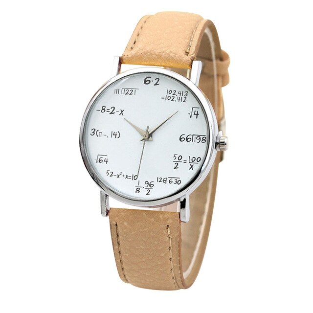 New brand simulation quartz ladies watch mathematical equation printing leather belt female clock fashion women wear jewelry Fi