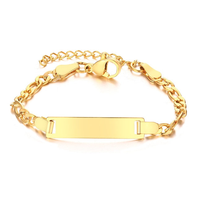 Vnox Adjustable Length Kids Babi ID Bracelets Anti Allergy Stainless Steel Girl Boy Children Anti Lost Jewelry Custom Name Phone