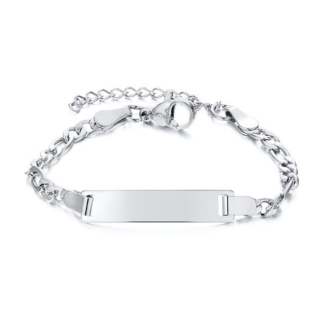Vnox Adjustable Length Kids Babi ID Bracelets Anti Allergy Stainless Steel Girl Boy Children Anti Lost Jewelry Custom Name Phone