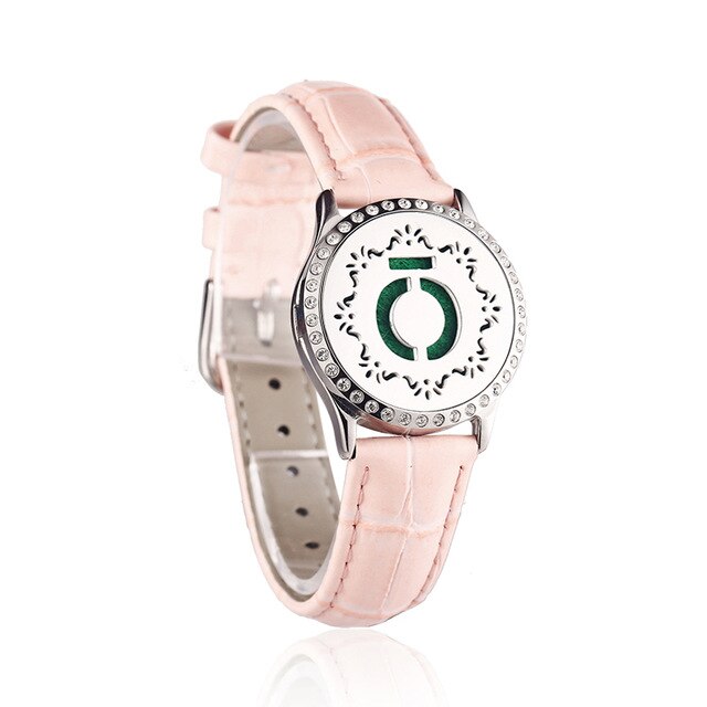 Pink Watch Locket Bracelet Genuine Leather Crystal Stainless Steel Men Woman Bangle Essential Oil Aroma Diffuser Locket Bracelet