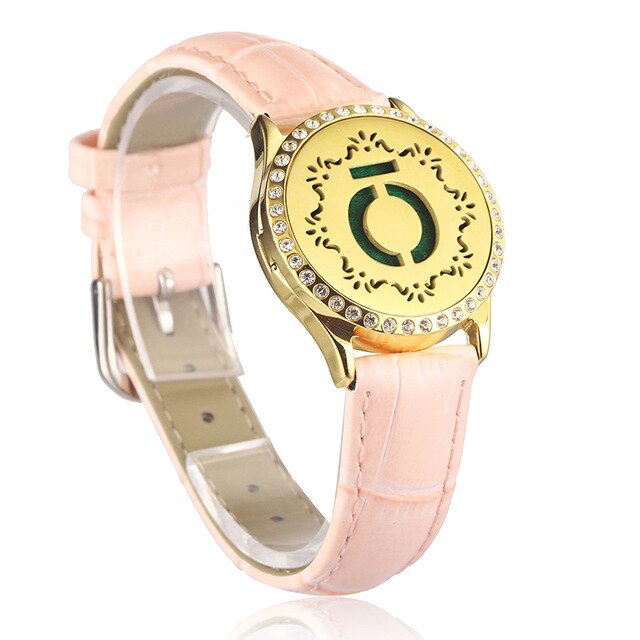 Pink Watch Locket Bracelet Genuine Leather Crystal Stainless Steel Men Woman Bangle Essential Oil Aroma Diffuser Locket Bracelet
