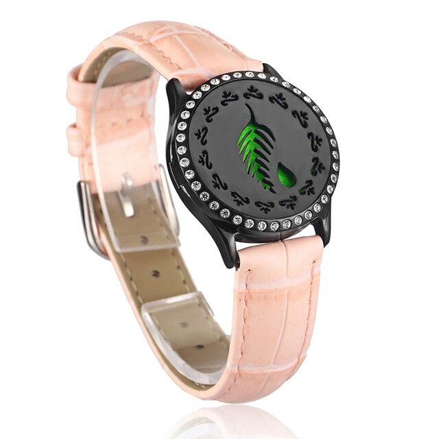 Pink Watch Locket Bracelet Genuine Leather Crystal Stainless Steel Men Woman Bangle Essential Oil Aroma Diffuser Locket Bracelet