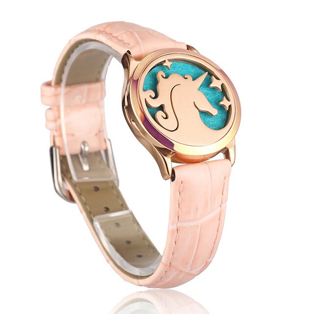 White Leather Bracelet Watch Locket Crystal Stainless Steel Men Woman Bangle Essential Oil Aroma Diffuser Locket Bracelet