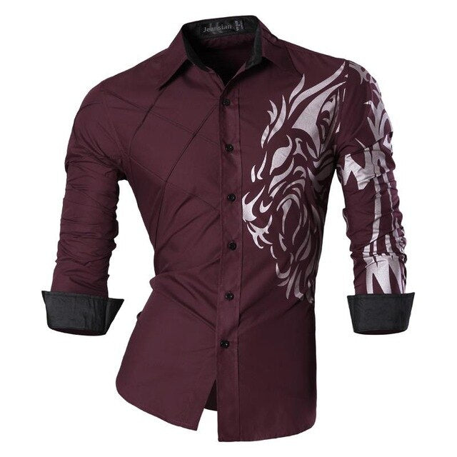 jeansian Spring Autumn Features Shirts Men Casual Shirt Long Sleeve Slim Fit Male Shirts Zipper Decoration (No Pockets) Z018