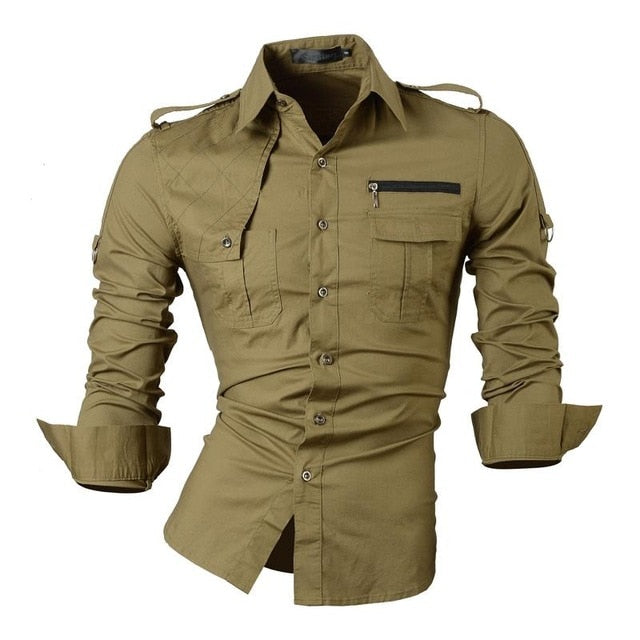jeansian Spring Autumn Features Shirts Men Casual Shirt Long Sleeve Slim Fit Male Shirts Zipper Decoration (No Pockets) Z018