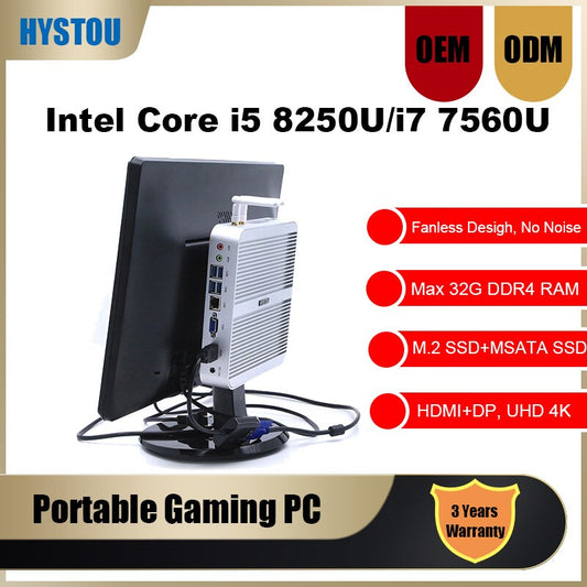 Intel Core i5 8250U 7260 Personal Computer Windows 10pro HDMI VGA Fanless Mini PC 4K HTPC i7 7500U 7560U Iris Plus 640 Desktop