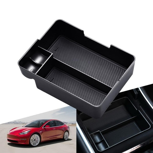 Car Accessories For Tesla Model 3 Auto Armrest Box Storage Organizer Containers Transparent Hidden Holder Box 2017 2018 2019