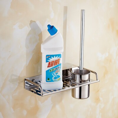 Gold Toilet Brush for Cleaning SUS 304 Stainless Steel Wall Mounted Brush Holder Chromed Finish bathroom cleanning rack and hold