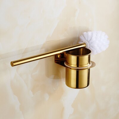 Gold Toilet Brush for Cleaning SUS 304 Stainless Steel Wall Mounted Brush Holder Chromed Finish bathroom cleanning rack and hold