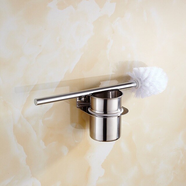 Wall-mount 304 Stainless Steel Toilet Brush Holder Mirror Plating Mounting Seat Holder Gold Bathroom Hardware Accessories