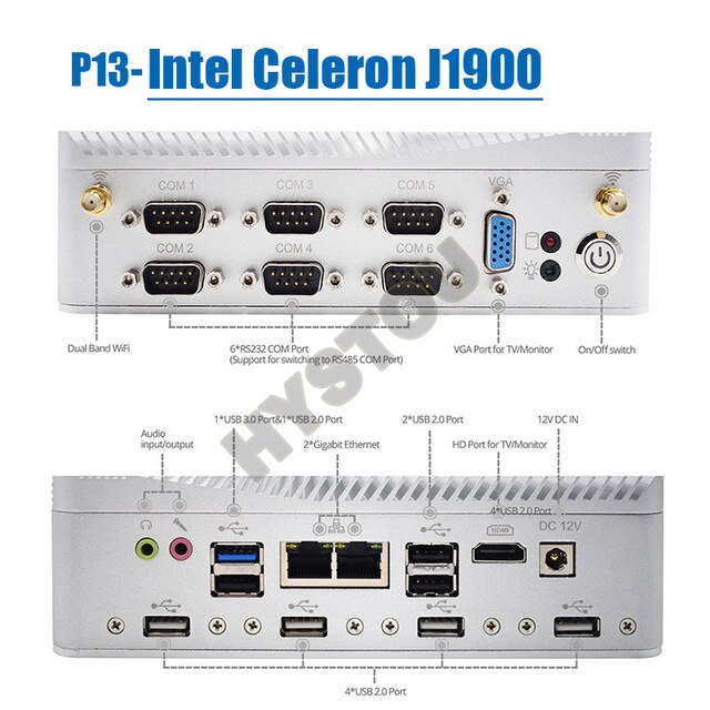 Intel Core i5 8250u Quad Core minipc dual nuc i7 5500U Windows 10 Linux Industrial Computer COM HDMI VGA j1900 Thin Client