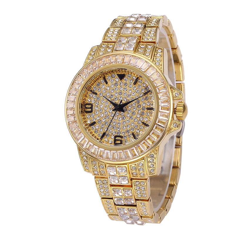 Hip Hop Micro Paved AAA Cubic Zirconia Bling Iced Out Men Gold Bracelet Watch Band Link Chain Bracelets Bangles for Men Jewelry