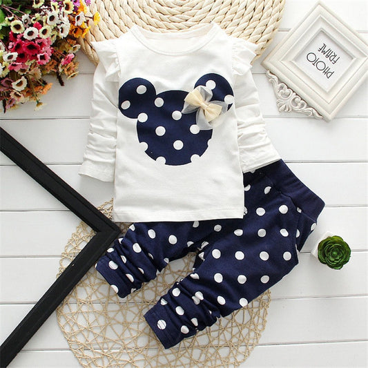 2020 New Kids Clothes Girl Baby Long Rabbit Sleeve Cotton Minnie Casual Suits Baby Clothing Retail Children Suits Free Shipping