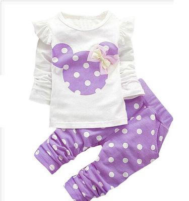2020 New Kids Clothes Girl Baby Long Rabbit Sleeve Cotton Minnie Casual Suits Baby Clothing Retail Children Suits Free Shipping