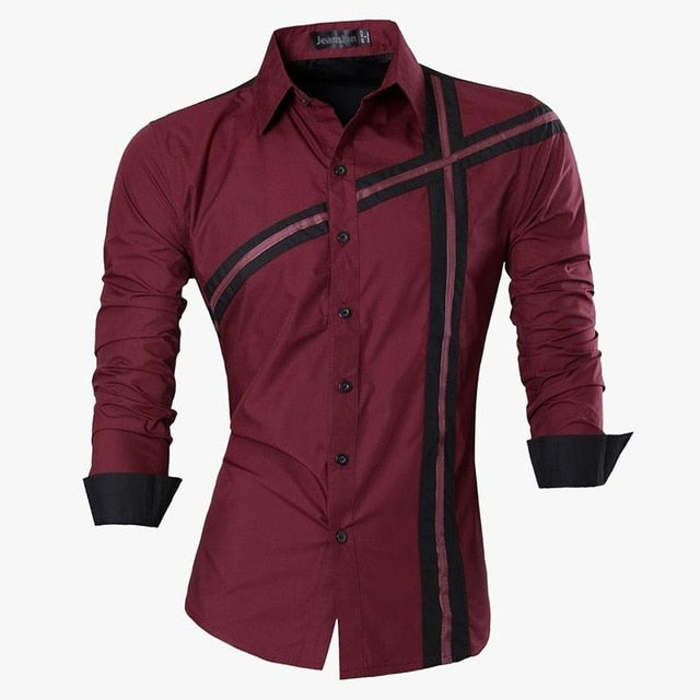 jeansian Spring Autumn Features Shirts Men Casual Shirt Long Sleeve Slim Fit Male Shirts Zipper Decoration (No Pockets) Z018