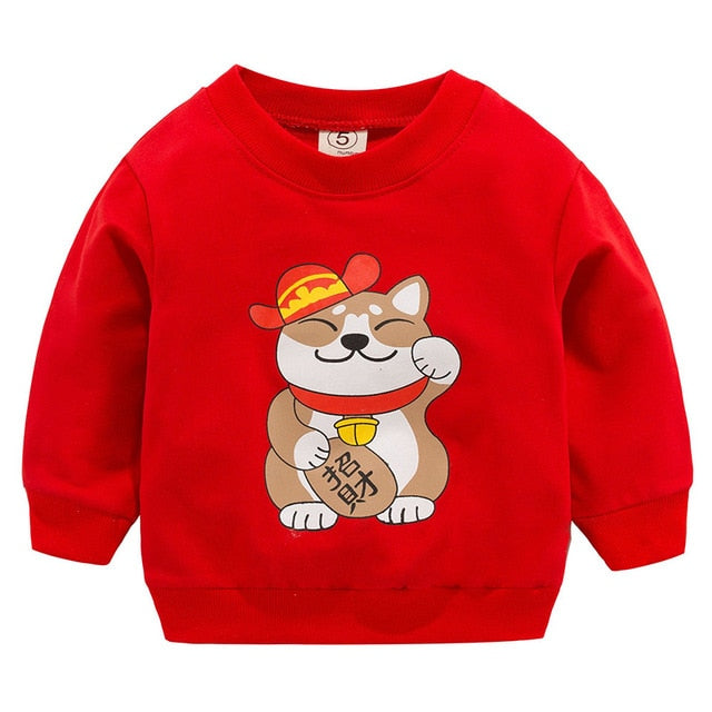 New Baby Boys Girls Sweatshirts Autumn Spring Cartoon Cotton Hoodies Tops Children Kids Long Sleeve T Shirts Blouse Clothes