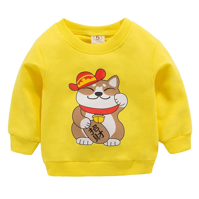 New Baby Boys Girls Sweatshirts Autumn Spring Cartoon Cotton Hoodies Tops Children Kids Long Sleeve T Shirts Blouse Clothes