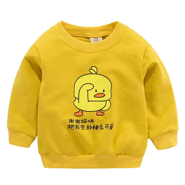 New Baby Boys Girls Sweatshirts Autumn Spring Cartoon Cotton Hoodies Tops Children Kids Long Sleeve T Shirts Blouse Clothes