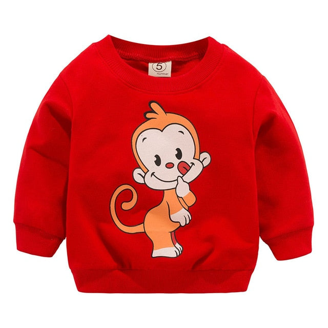 New Baby Boys Girls Sweatshirts Autumn Spring Cartoon Cotton Hoodies Tops Children Kids Long Sleeve T Shirts Blouse Clothes