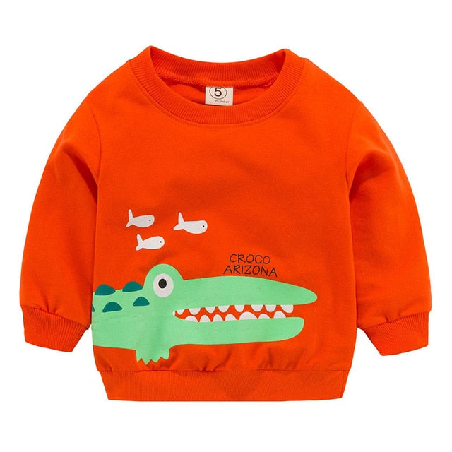 New Baby Boys Girls Sweatshirts Autumn Spring Cartoon Cotton Hoodies Tops Children Kids Long Sleeve T Shirts Blouse Clothes