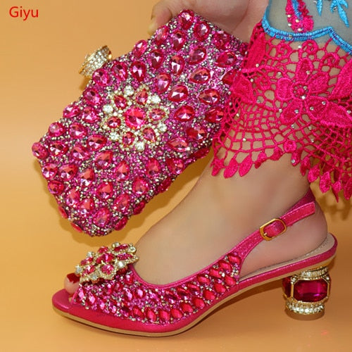 doershow good price Italian Shoes and Bag Set African Wedding Shoe and Bag set Italy Shoe and Handbag Summer Set Women!HLO1-28