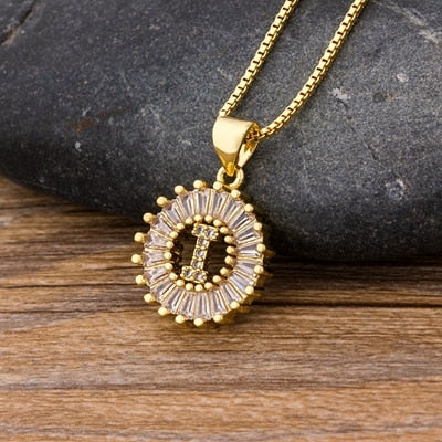 Hot Sale Women Girls Initial Letter Necklace 26 Letters Charm Gold Name Necklace Pendant Top Quality Copper Zircon Jewelry Gift