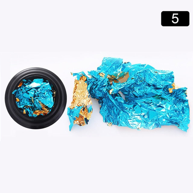 1 Box Gold Silver Irregular Aluminum Foils Paper Gold 3D Colorful Flakies DIY UV Gel Polish Nail Art Sticker Decorations Tips