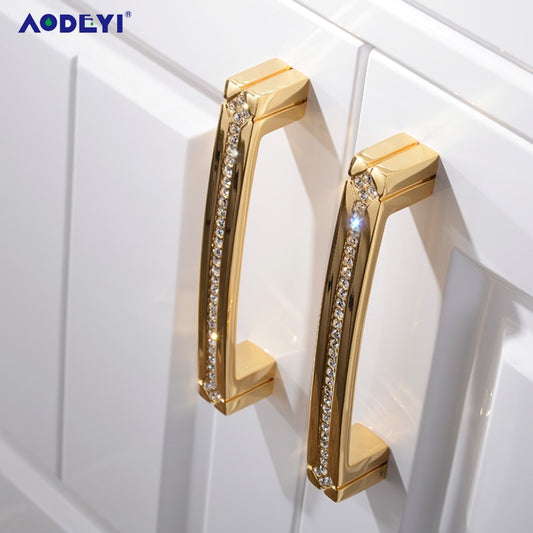 24K Gold Chrome Crystal Drawer Cabinet Knobs Handle Diamond Sliver Wine Wardrobe Decotation Furniture Knobs Dresser Pull Handles