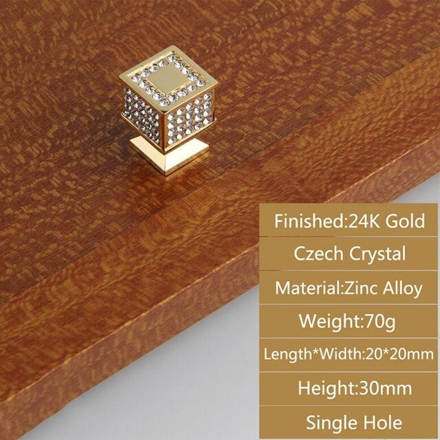 24K Gold Chrome Crystal Drawer Cabinet Knobs Handle Diamond Sliver Wine Wardrobe Decotation Furniture Knobs Dresser Pull Handles