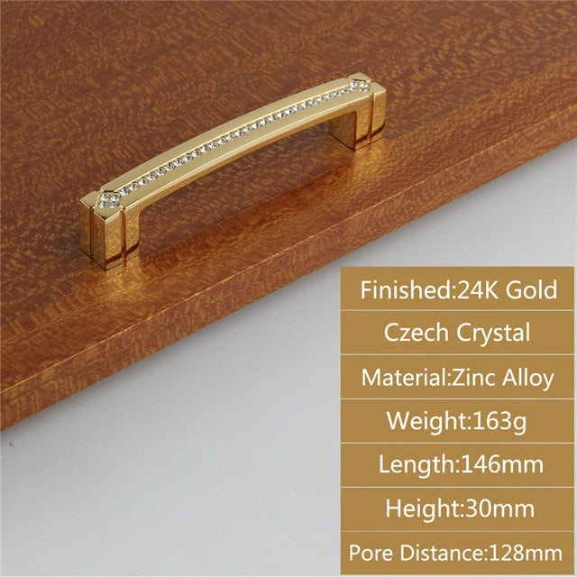 24K Gold Chrome Crystal Drawer Cabinet Knobs Handle Diamond Sliver Wine Wardrobe Decotation Furniture Knobs Dresser Pull Handles
