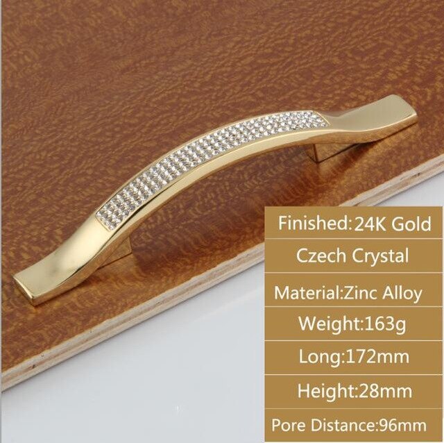 24K Gold Chrome Crystal Drawer Cabinet Knobs Handle Diamond Sliver Wine Wardrobe Decotation Furniture Knobs Dresser Pull Handles