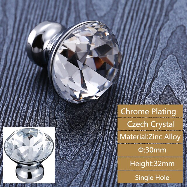 24K Gold Chrome Crystal Drawer Cabinet Knobs Handle Diamond Sliver Wine Wardrobe Decotation Furniture Knobs Dresser Pull Handles