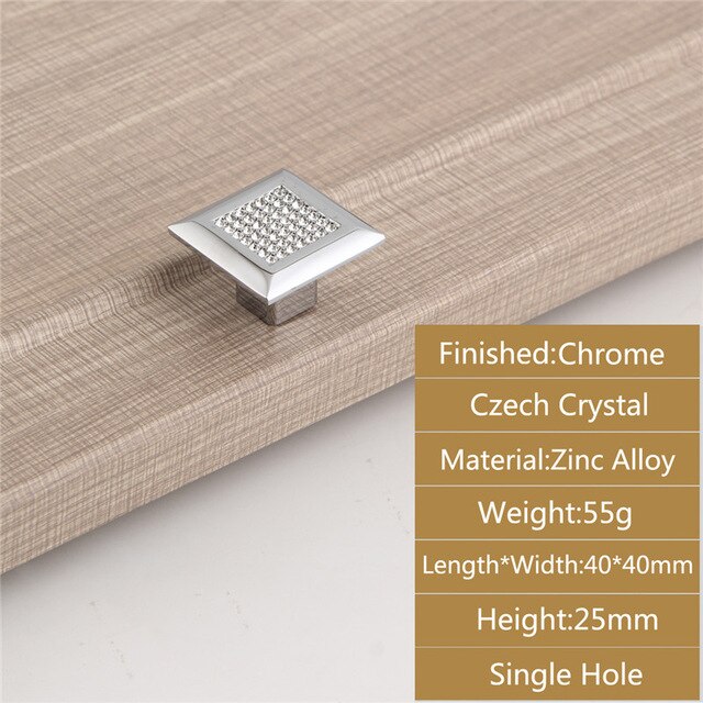 24K Gold Chrome Crystal Drawer Cabinet Knobs Handle Diamond Sliver Wine Wardrobe Decotation Furniture Knobs Dresser Pull Handles