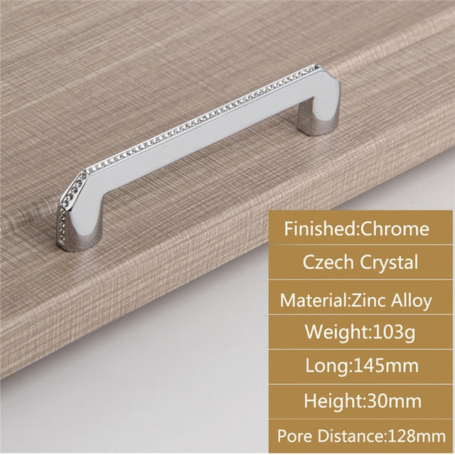 24K Gold Chrome Crystal Drawer Cabinet Knobs Handle Diamond Sliver Wine Wardrobe Decotation Furniture Knobs Dresser Pull Handles