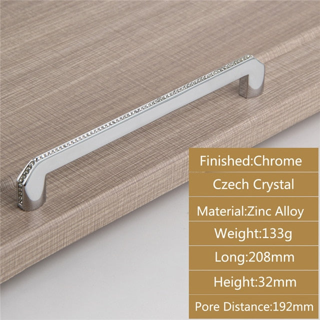 24K Gold Chrome Crystal Drawer Cabinet Knobs Handle Diamond Sliver Wine Wardrobe Decotation Furniture Knobs Dresser Pull Handles