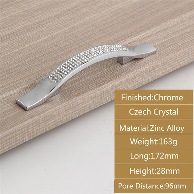 24K Gold Chrome Crystal Drawer Cabinet Knobs Handle Diamond Sliver Wine Wardrobe Decotation Furniture Knobs Dresser Pull Handles