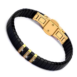 Hot Black White Ceramic Bracelet Men Woman 316L Stainless Steel Crystal Rhinestone Gold Bracelet Hand Chain Jewelry Watch Clasp