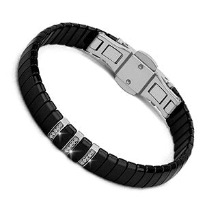 Hot Black White Ceramic Bracelet Men Woman 316L Stainless Steel Crystal Rhinestone Gold Bracelet Hand Chain Jewelry Watch Clasp