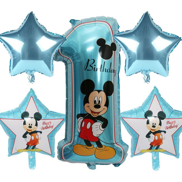 Mickey minnie foil balloons 1st birthday party decorations kids ballon number 1 globos dot latex Children's toy baby shower girl